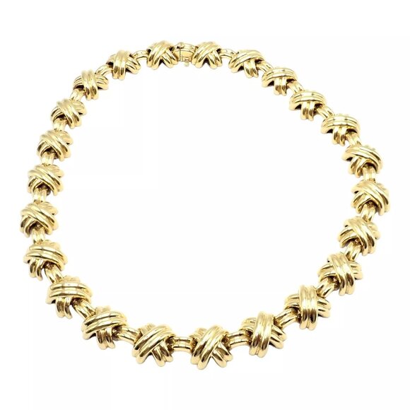 Vintage! Tiffany & Co. 18k Yellow Gold Large X Classic Signature Necklace - Picture 1 of 12